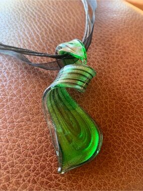 PICK ANY 3 ITEMS FOR $10 - Betty Glass Beads Murano-Style Green Glass Pendant